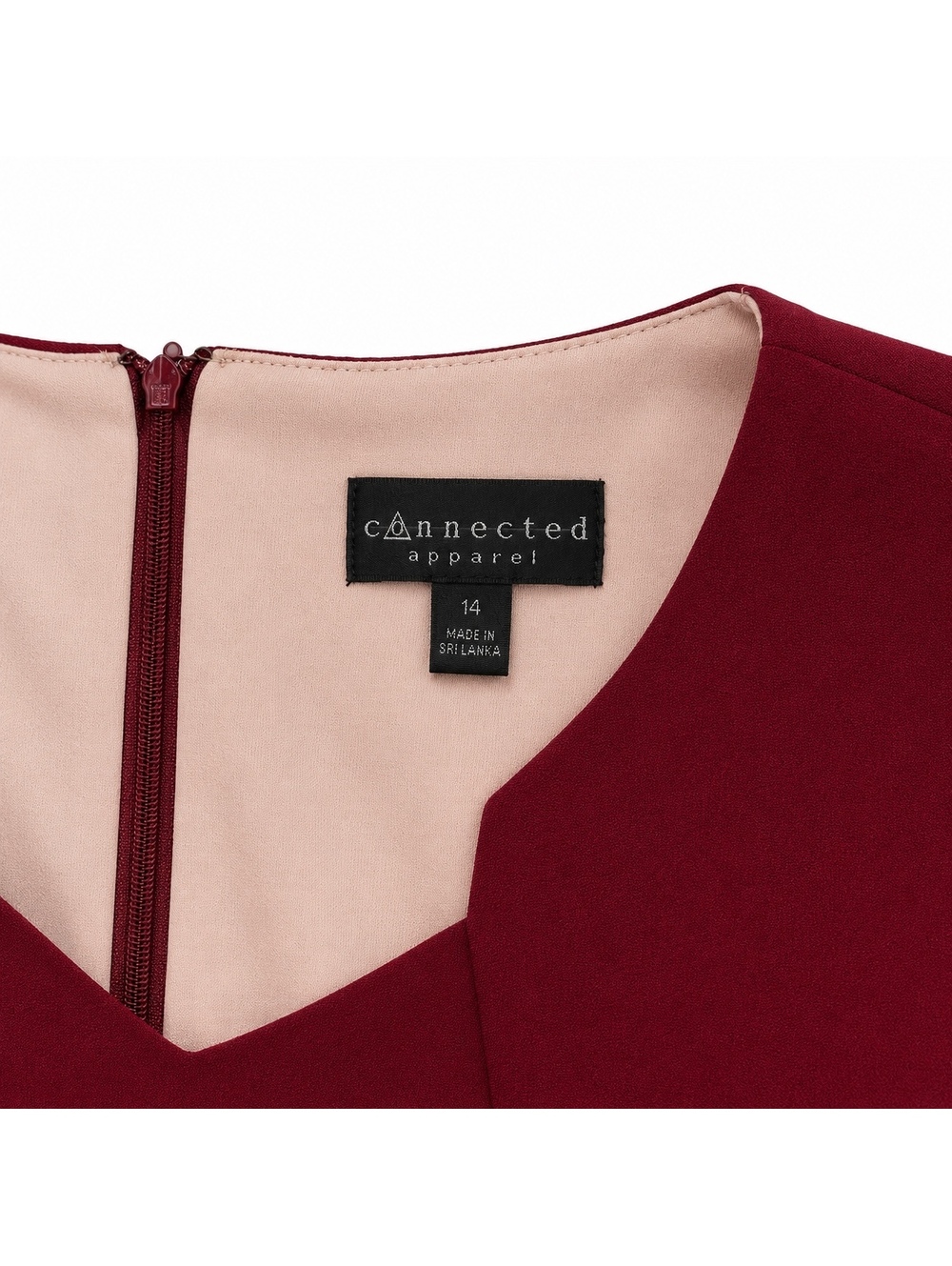 Connected Apparel Women’s Size 14 Burgundy Sheath Cocktail Dress Sleeveless - Picture 3 of 4
